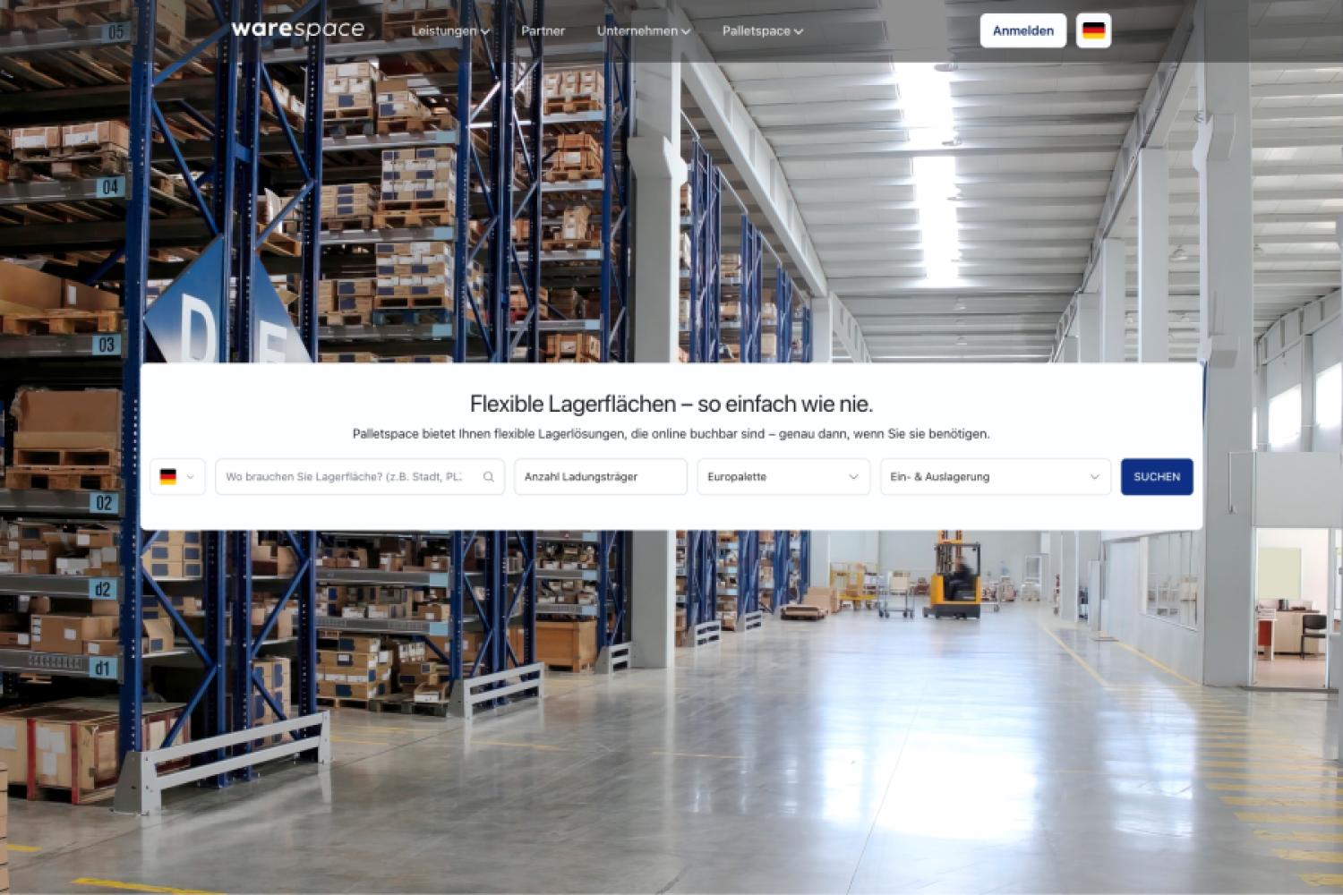 Through the opening of the Palletspace portal to new providers, the digital logistics start-up Warespace significantly expands the storage space capacities bookable via the platform. | Image: Warespace
