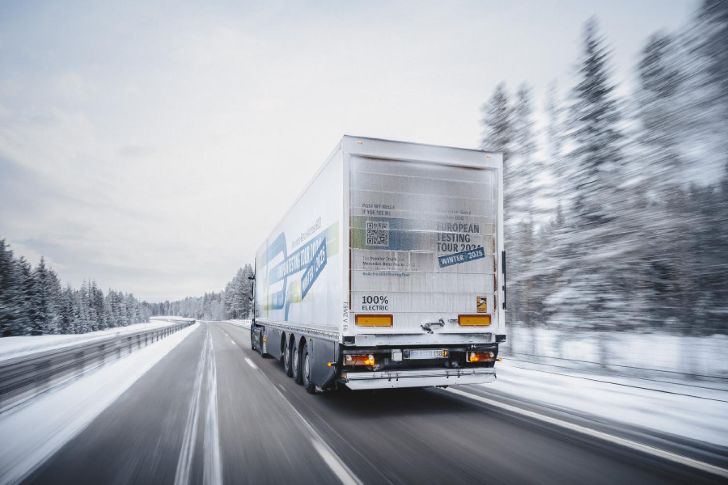 Over 6,500 kilometers, the "European Testing Tour Winter 2025" led the two near-series prototypes across Europe. (Photo: Daimler Truck AG)