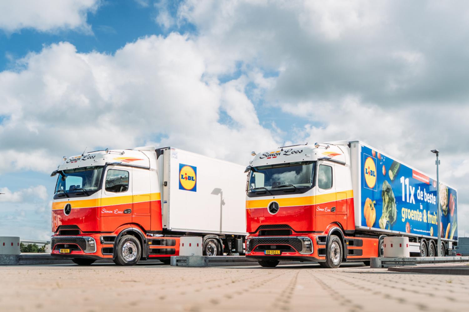 The eActros 600 from Simon Loos transports goods for Lidl in the Netherlands—emission-free and with a range of 500 kilometers. (Photo: Daimler Truck AG)