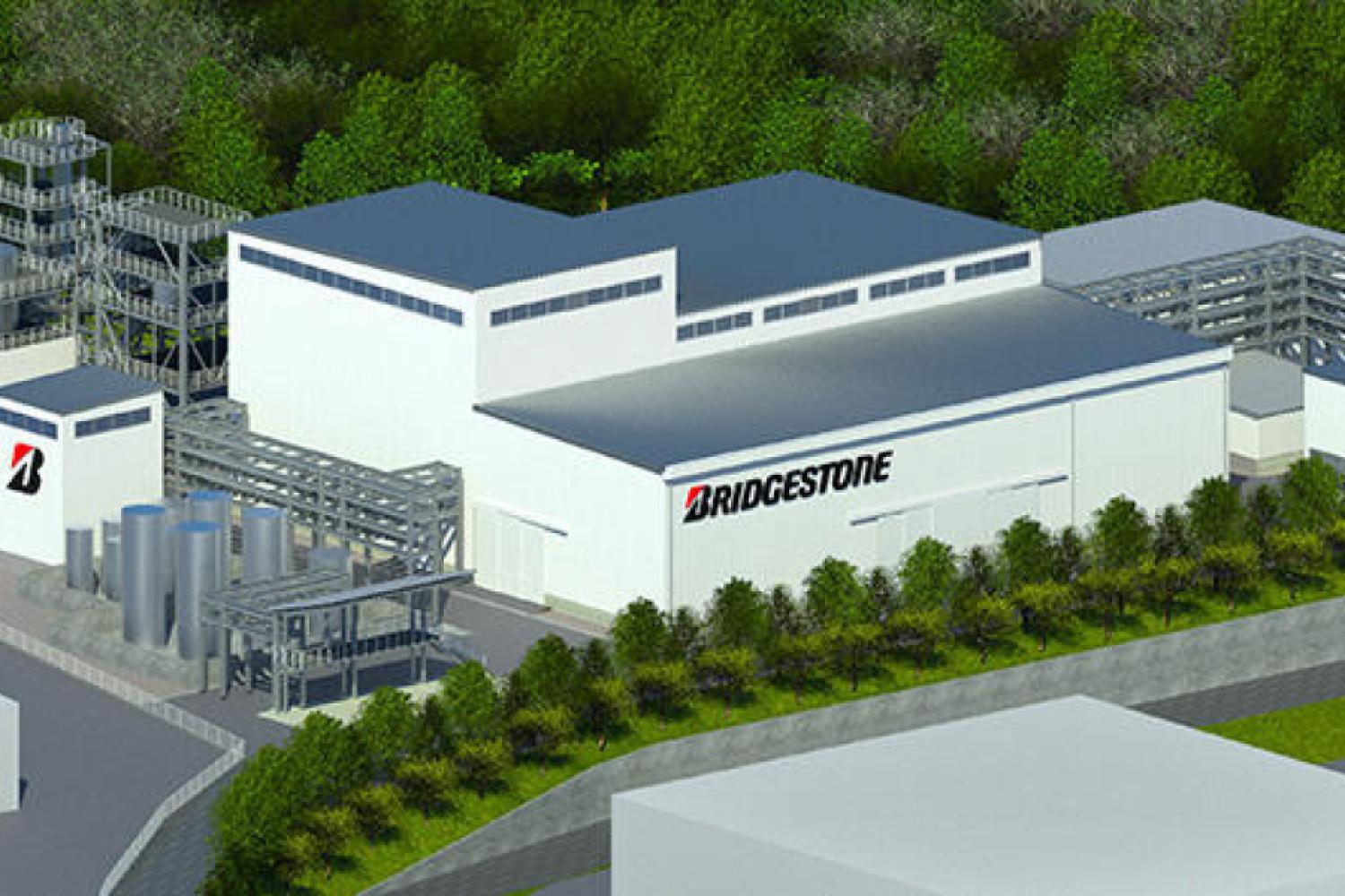 Graphic of the planned pilot plant for tire recycling through pyrolysis in Japan. Construction is expected to begin in November 2025. | Image: Bridgestone.