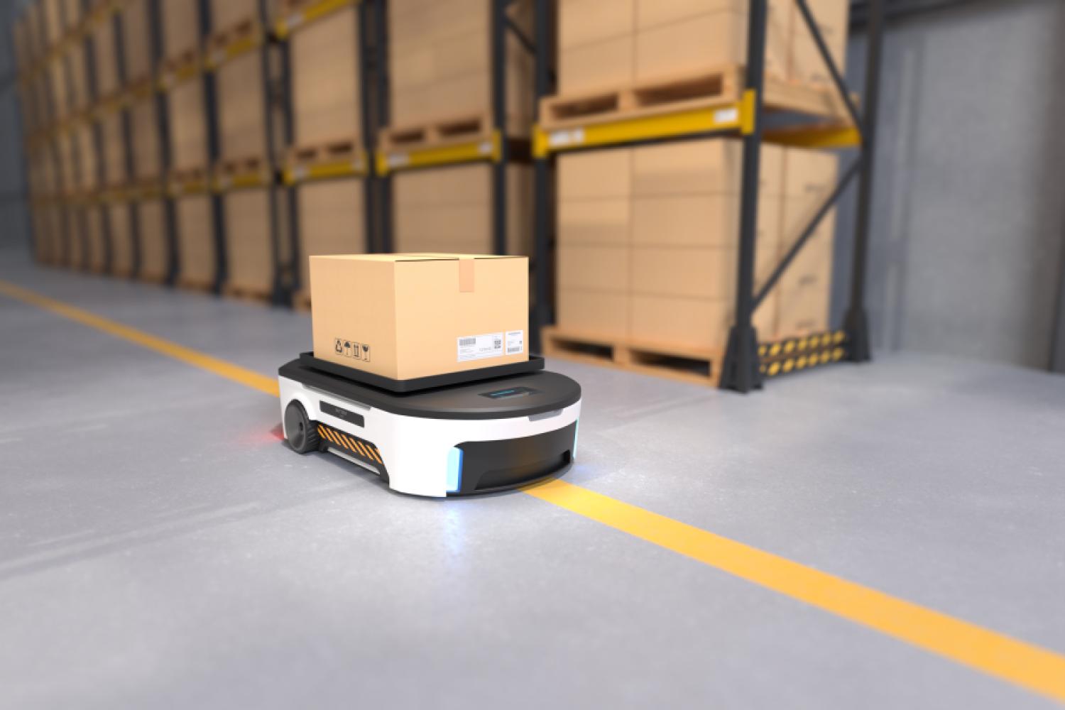 AI systems with low risk according to the AI Act can be voluntarily certified – for example, AI algorithms for the use of mobile robots in intralogistics. (Photo: Adobe Stock, Es Sarawuth)