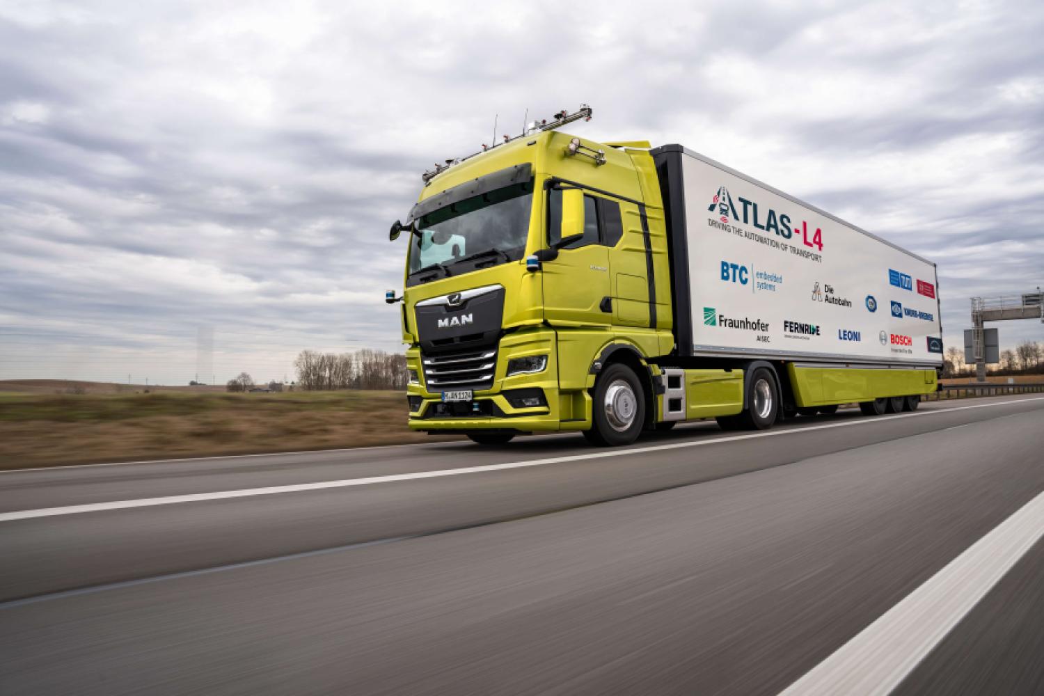 For the first time, the German law on autonomous driving was recently applied in the Atlas-L4 project for truck hub-to-hub transport. (Image: Atlas-L4)