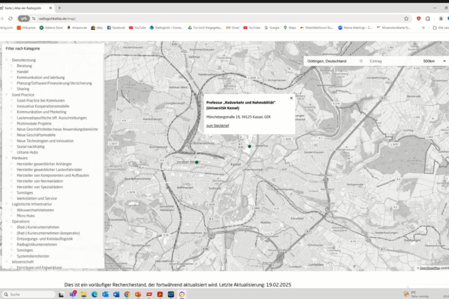 Interactive Reference: The atlas compiles best practice examples and relevant infrastructure in the bicycle logistics sector in Germany. | Photo: Screenshot