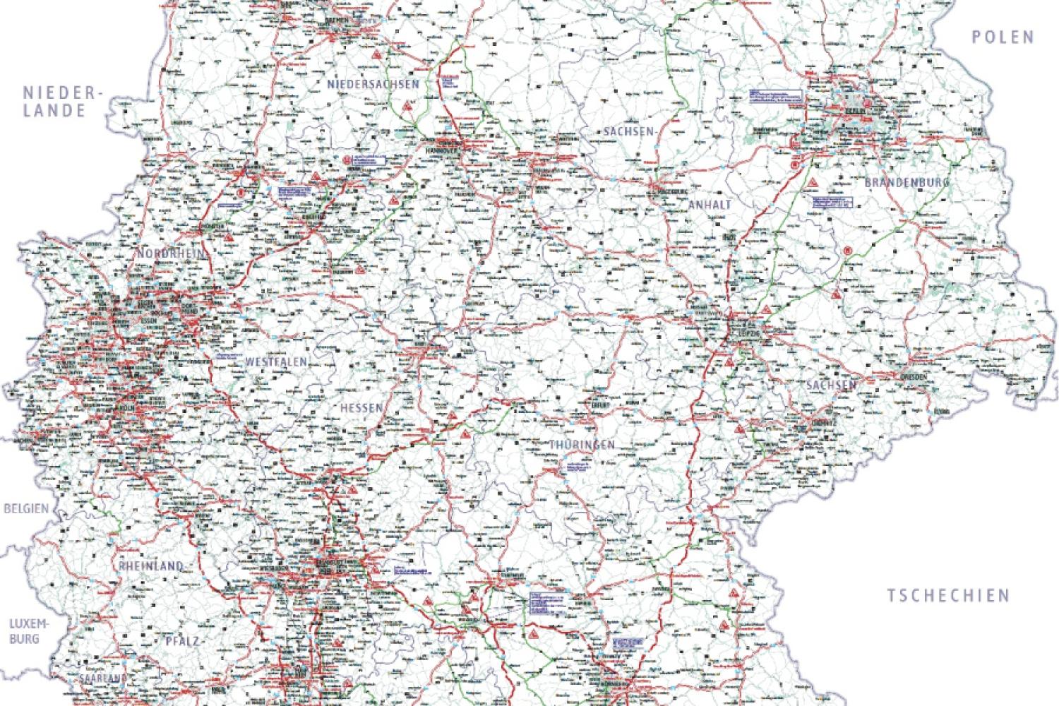Soutien pour les mois d'été : La carte des itinéraires alternatifs du BGL 2025 montre les sections fermées et les itinéraires alternatifs pour les camions – maintenant disponible dans l'application de l'Autobahn GmbH. (Graphique : BGL)
