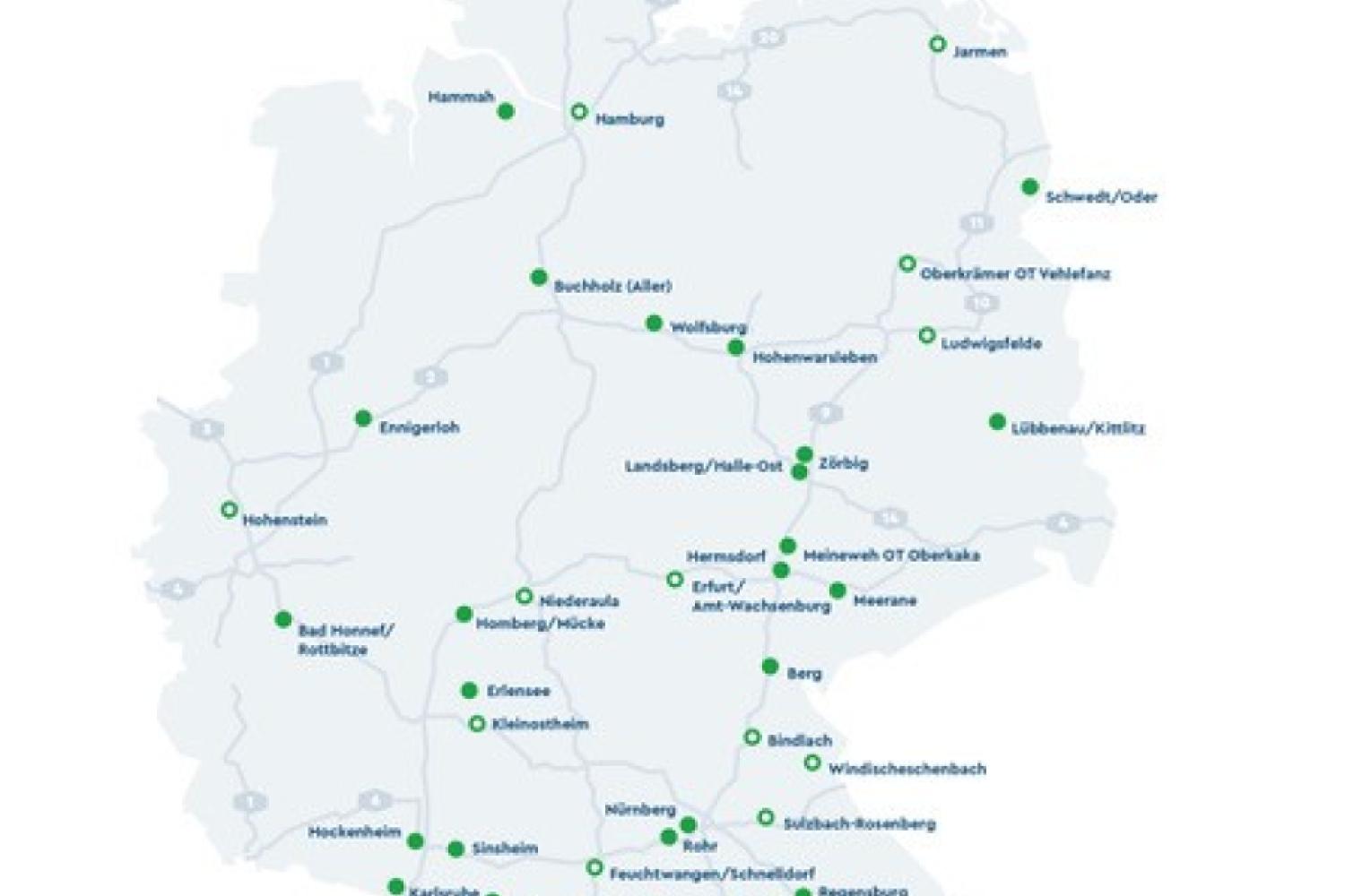 Nationwide, biomethane can be obtained around the clock at more than 30 of its own and partner filling stations. (Graphic: Verbio)