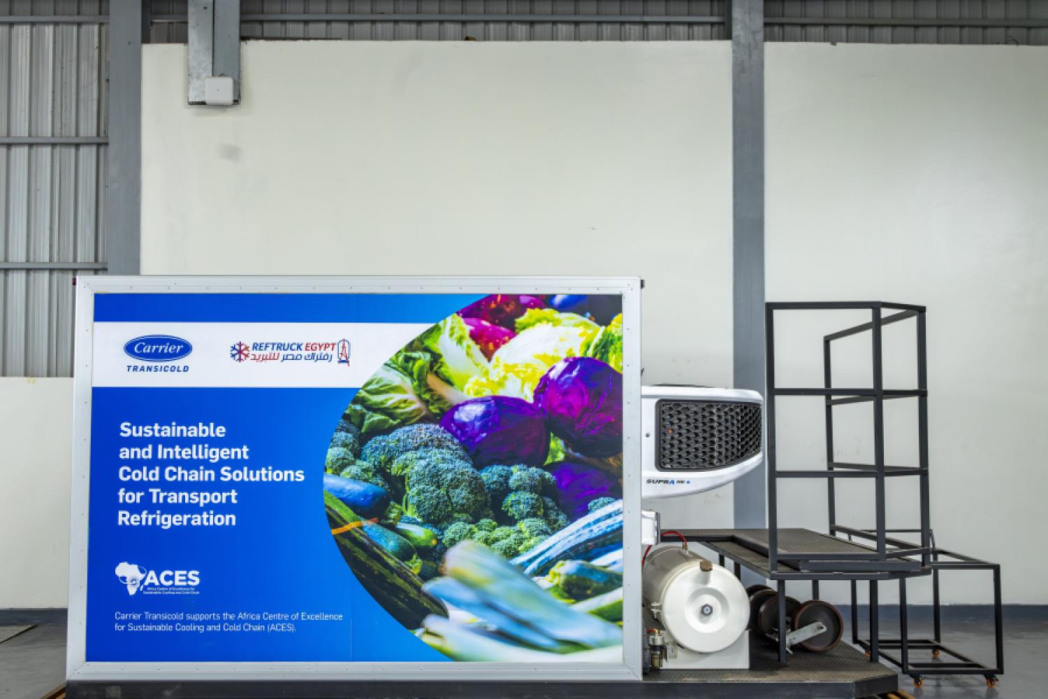 ACES has received a refrigerated box donated by Carrier on its campus in Kigali, Rwanda. (Photo: Carrier Transicold)