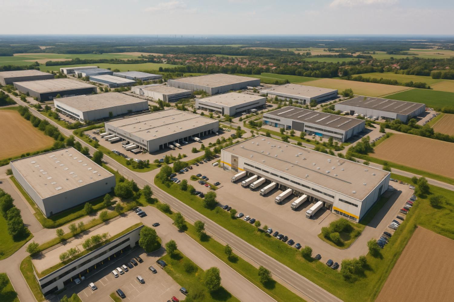 View of an industrial and logistics area in the Greater Munich area – demand for space remains stable despite limited supply. | Photo: DALL-e