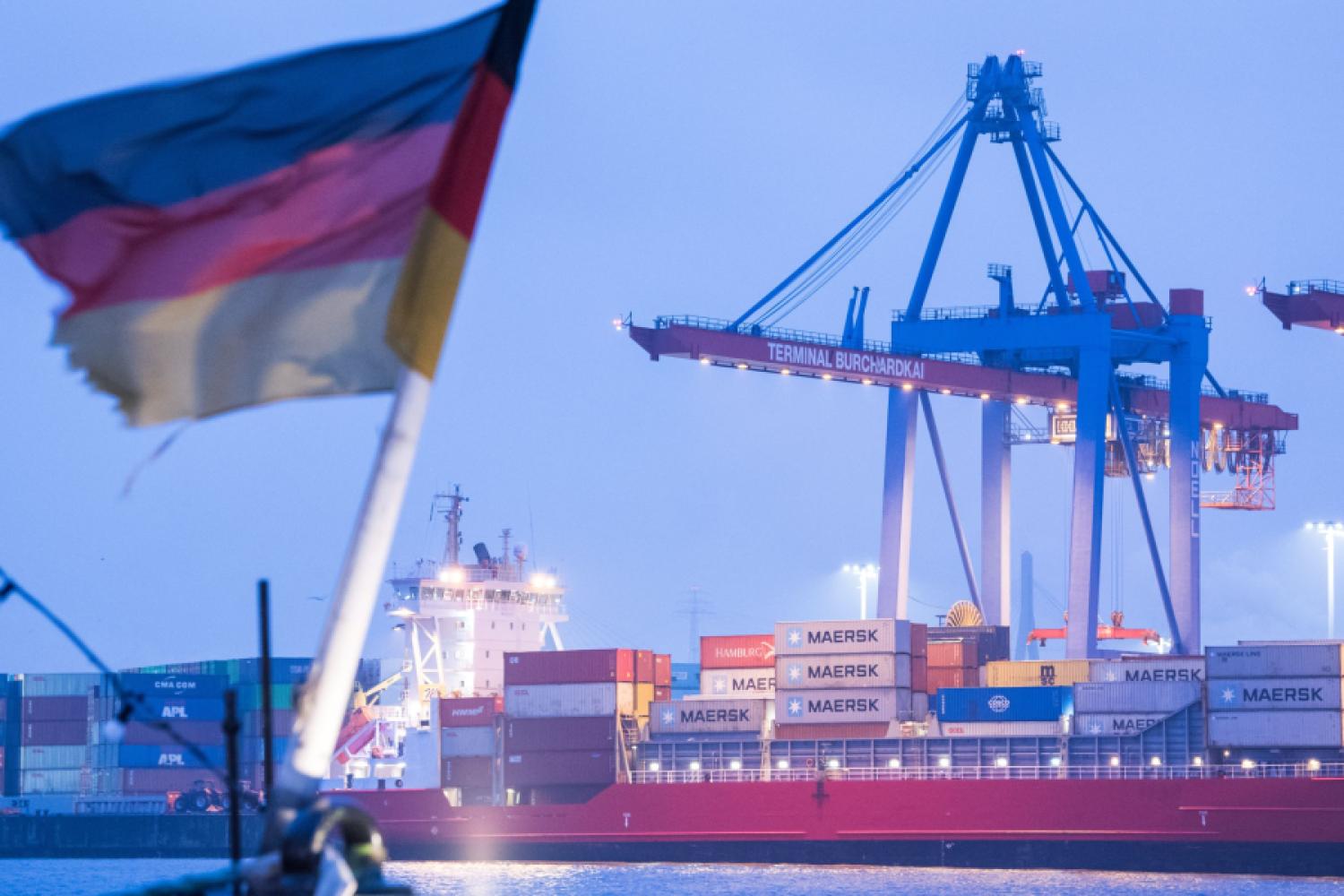 A container ship is moored at the Burchardkai terminal in the Port of Hamburg in 2022. (Photo: Daniel Bockwoldt/dpa)