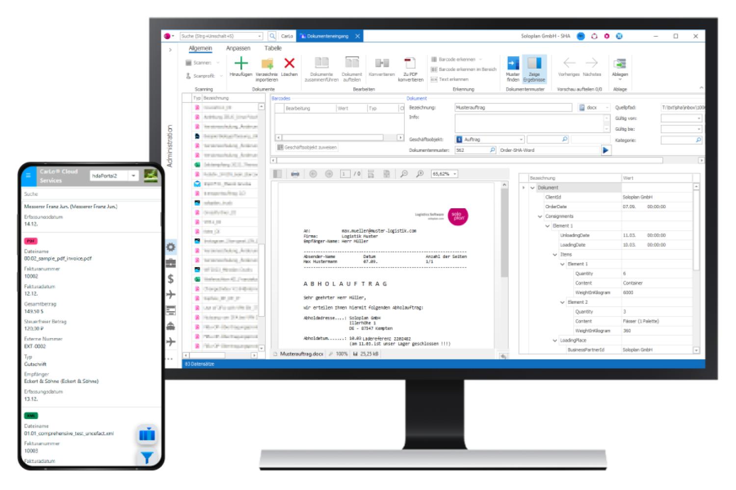 Soloplan, provider of the logistics software CarLo, is presenting a tamper-proof web archive and AI-supported document recognition at LogiMAT 2025. (Image: Soloplan)