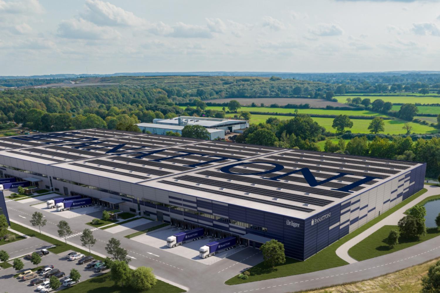 Producent technologii medycznej Dräger zostanie najemcą planowanego Panattoni Park Lübeck Süd. Prace budowlane nad nieruchomością logistyczną już się rozpoczęły. Oto animacja. (Bild: Panattoni)