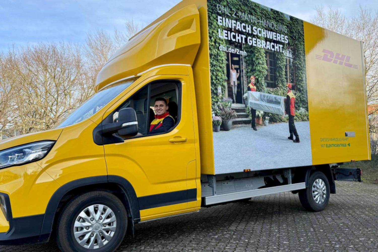 The box vans from the rental company Nextmove are environmentally friendly on the last mile of DHL 2-man handling with electric motors. Photo: DHL Group