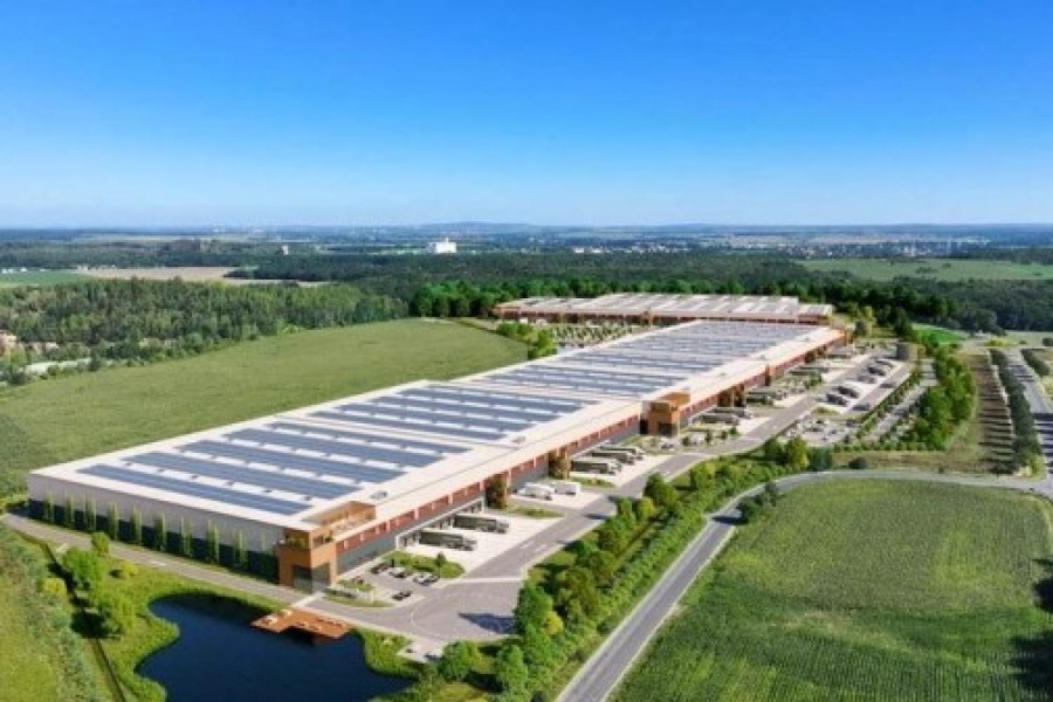 The new industrial and business park in Grimma focuses on building according to the ESG principles of the Logix guidelines. Drees & Sommer is supporting Hines in implementing this project, which aims for a DGNB Platinum certification. The park is currently taking shape on an area of 28 hectares. (Image: Hines Immobilien GmbH)