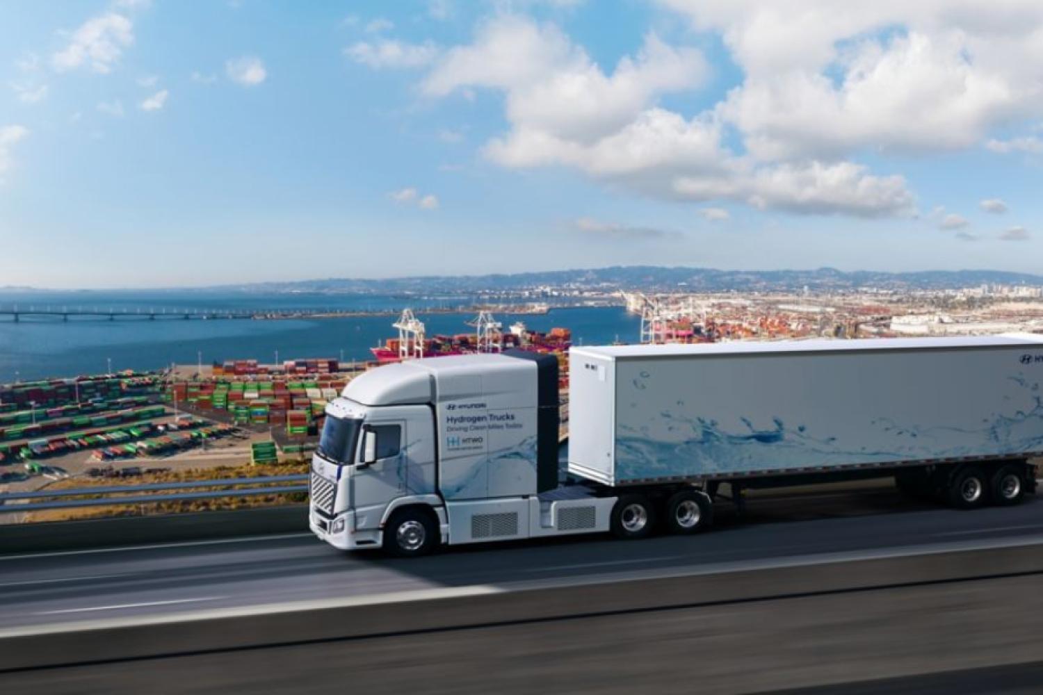Jako typowa ciężarówka z długą maską, amerykańska wersja Xcient Fuel Cell-Truck prezentuje się w ten sposób. (Foto: Hyunda)