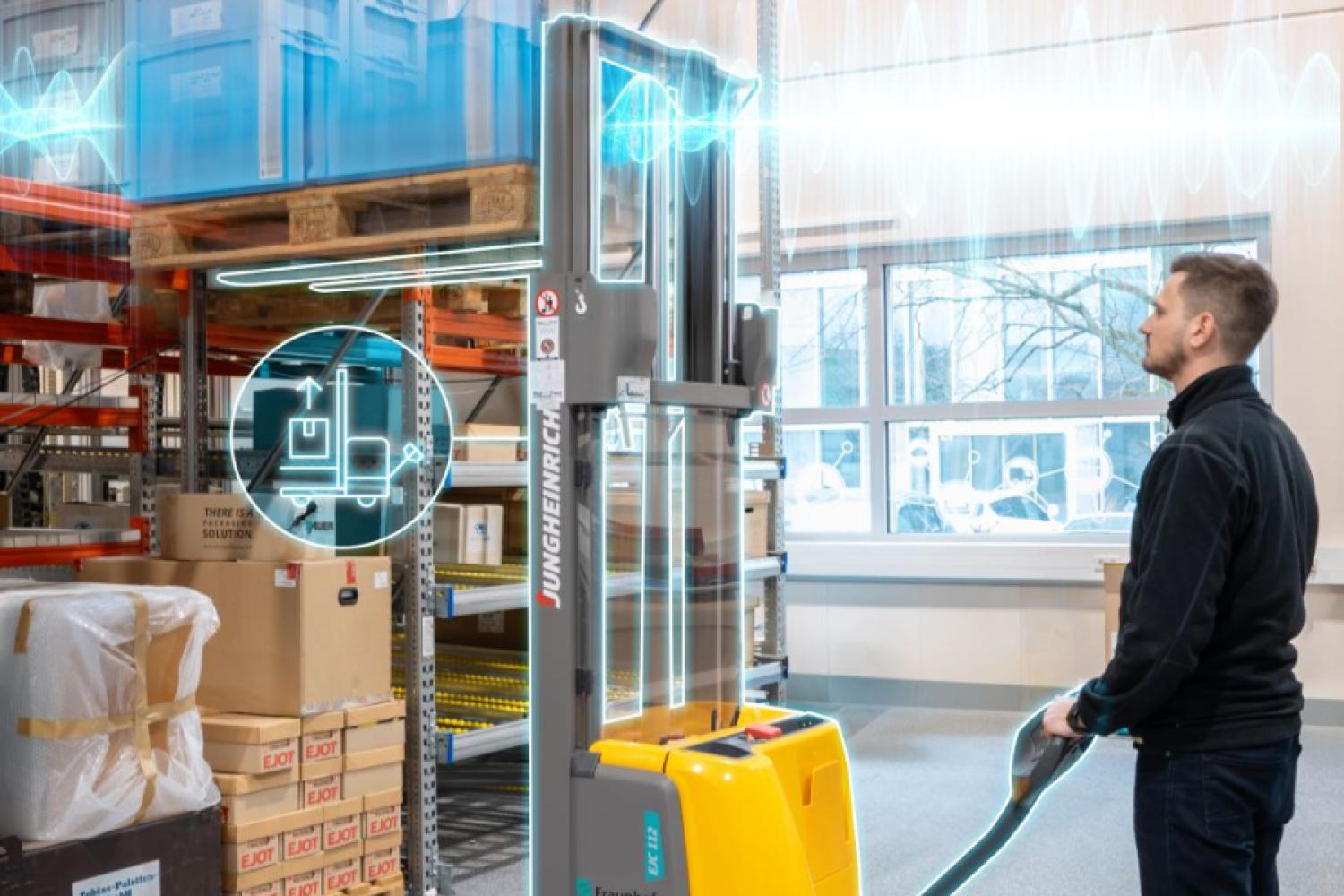 The research project "Pal2Rec!" (Pallet to Recognition) was meant to demonstrate that pallets can do more than just carry loads. They can also provide information about their past tasks, process steps, and movements. | Image: Fraunhofer IML