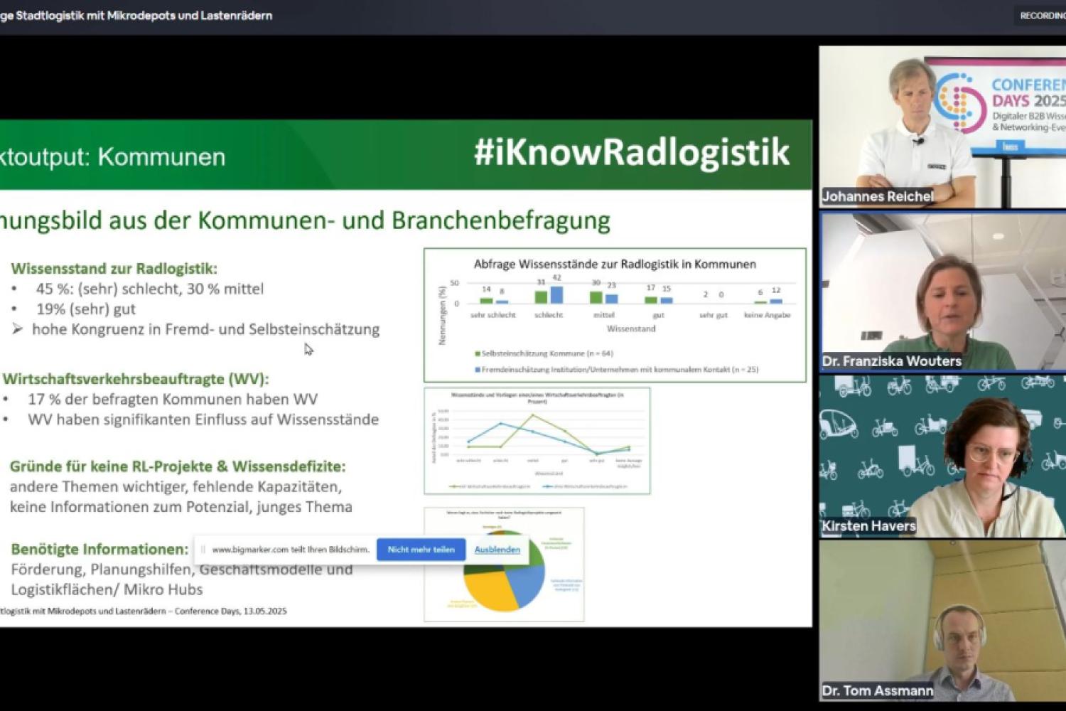 Inventory: HOLM project manager Franziska Wouters presented the Atlas of Bicycle Logistics - along with it, exciting insights into the (moderate) state of knowledge about the potential of cargo bikes in commerce. | Photo: Screenshot