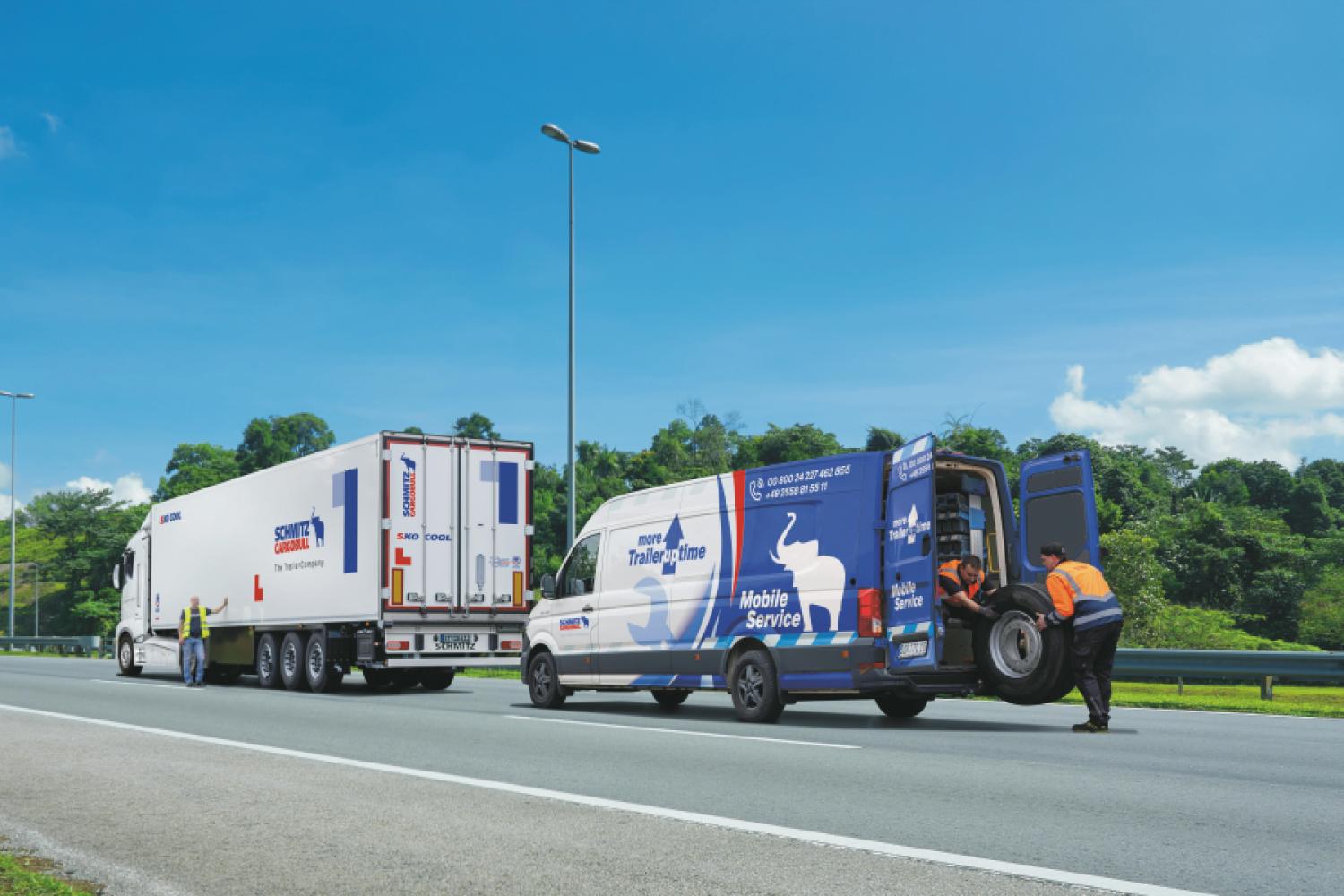 W ramach koncepcji franczyzowej Schmitz Cargobull wykorzystywane są specjalnie wyposażone pojazdy, które działają jako mobilne warsztaty. | Obraz: Schmitz Cargobull