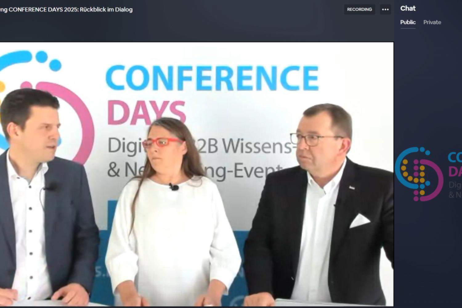 Reviewed the CONFERENCE DAYS 2025 (from left to right): Matthias Pieringer, Editor-in-Chief of LOGISTIK HEUTE, Christine Harttmann, Editor-in-Chief of TRANSPORT, and Rainer Langhammer, Managing Director of HUSS-VERLAG GmbH. (Screenshot: HUSS-VERLAG)