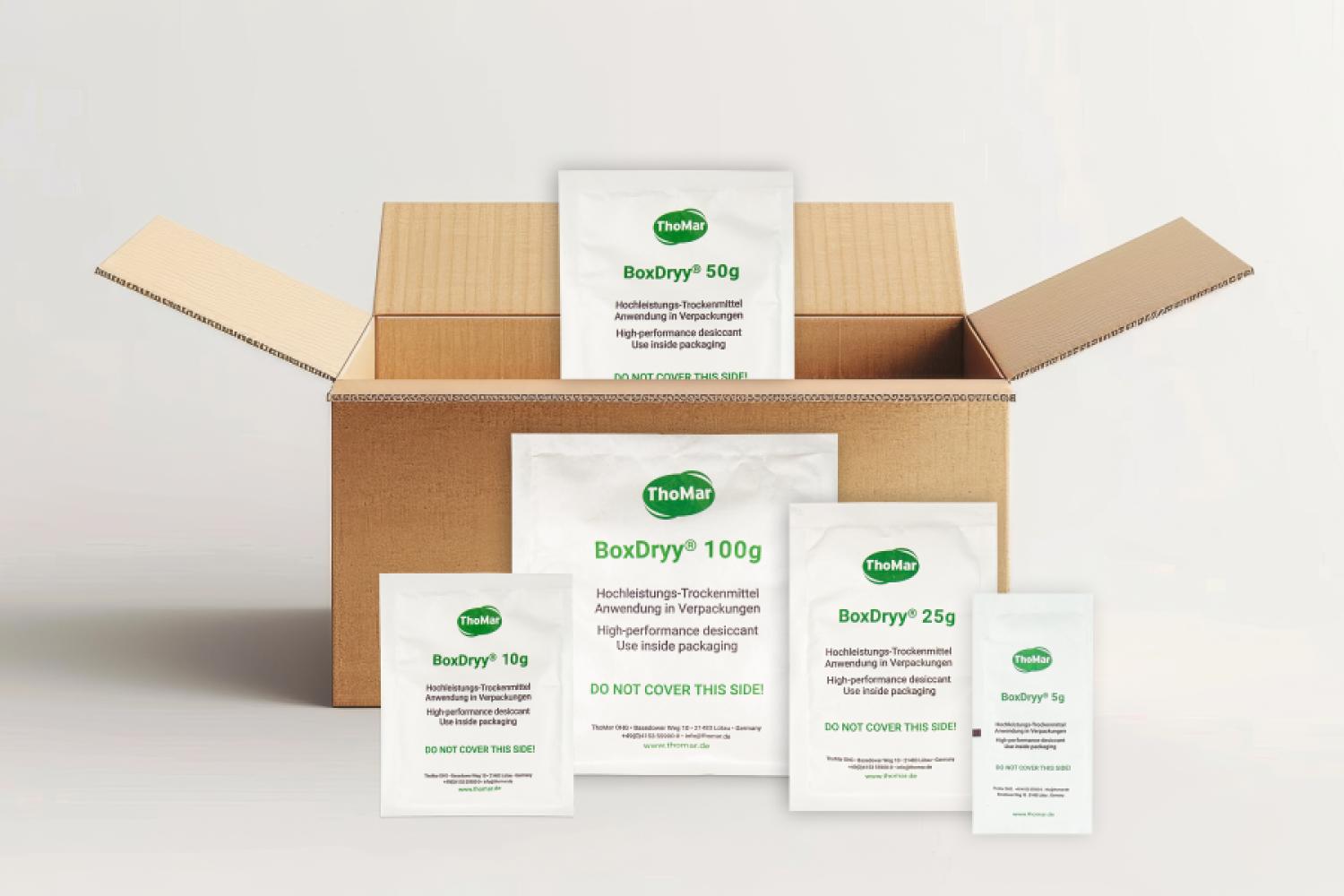 Mit "BoxDryy" presenta ThoMar OHG una nueva generación de desecantes de inbox, que pretende contribuir a procesos logísticos más sostenibles. (Imagen: ThoMar)