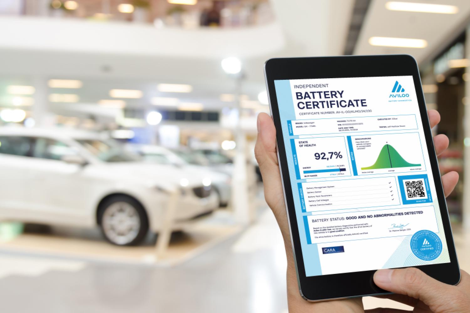 The Aviloo certificate provides even more precise information about the health status of electric vehicles and plug-in hybrids. | Image: Aviloo.