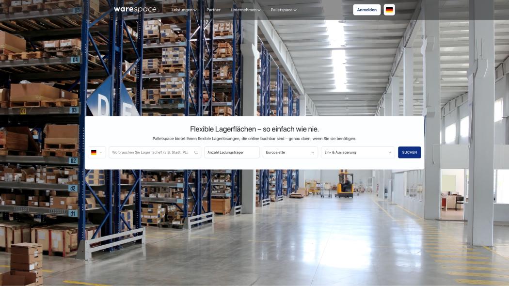 Through the opening of the Palletspace portal to new providers, the digital logistics start-up Warespace significantly expands the storage space capacities bookable via the platform. | Image: Warespace