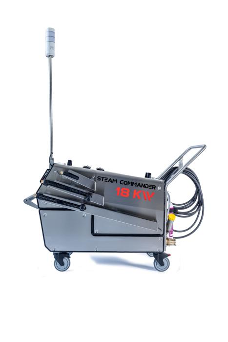 beam presents the new SteamCommander, a hybrid steam cleaner with a total output of 18 kW, at bauma. (Photo: beam)