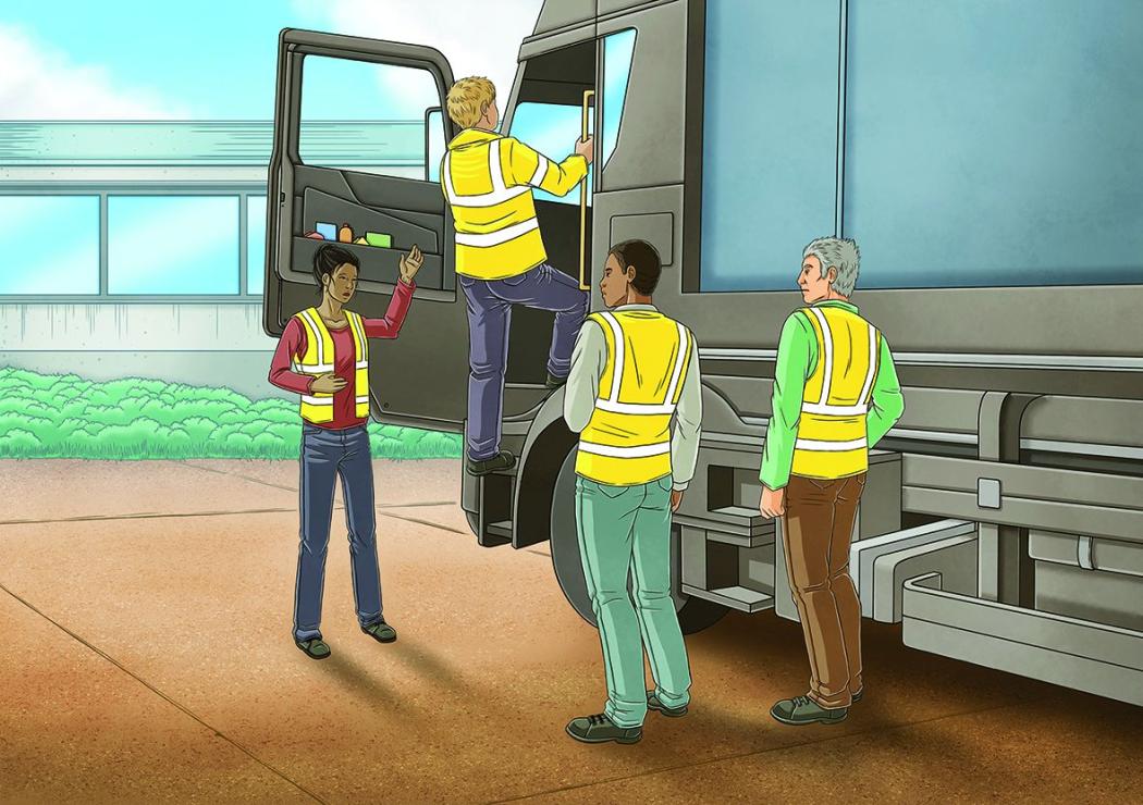 Whether it's a new vehicle, a driver-assistance system used for the first time, or an unfamiliar forklift: To safely master the respective equipment, a detailed briefing is necessary. (Photo: Madita Recktenwald)