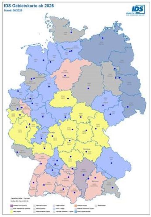 Tak będzie wyglądać sieć ładunków drobnicowych IDS od 2026 roku po wycofaniu się DSV. (Zdjęcie: IDS)