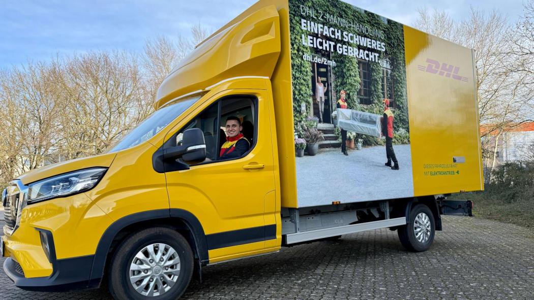 The box vans from the rental company Nextmove are environmentally friendly on the last mile of DHL 2-man handling with electric motors. Photo: DHL Group
