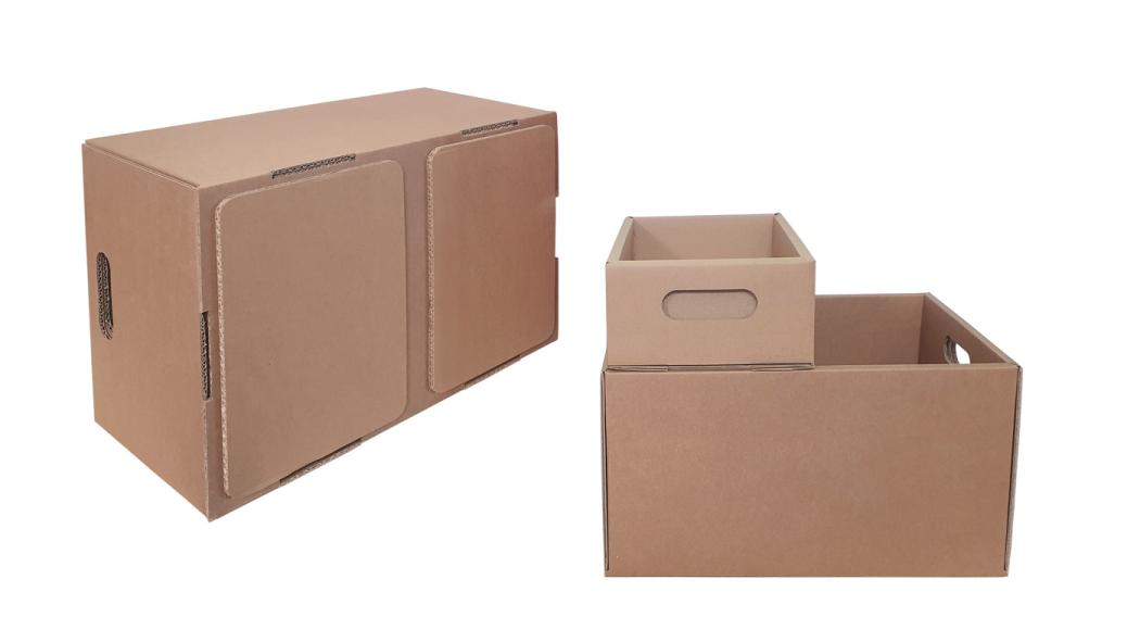 Emballage conforme PPWR : Une entreprise renommée dans le secteur de la construction de machines et d'installations recherchait une alternative durable pour le stockage et l'entreposage de petites pièces, de pièces individuelles et de semi-produits. | Image : Coplax