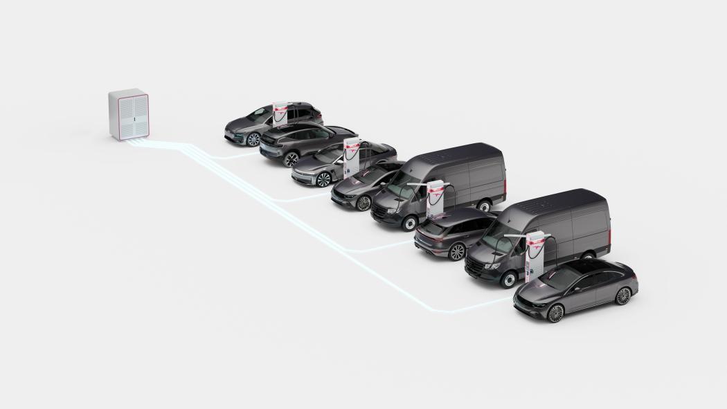 The mixed loading of vans and passenger cars should also be feasible and quickly implementable with the new systems. | Photo: Ionity