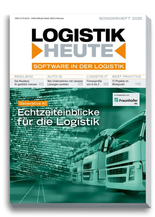 Cover image of the LOGISTIK HEUTE special issue "Software in Logistics 2025", which was published on February 19. (Photo: HUSS-VERLAG)