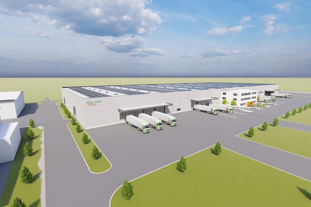 This is what the new logistics campus at Max Wild's headquarters in Berkheim is supposed to look like. An animation is shown. (Photo: Max Wild)