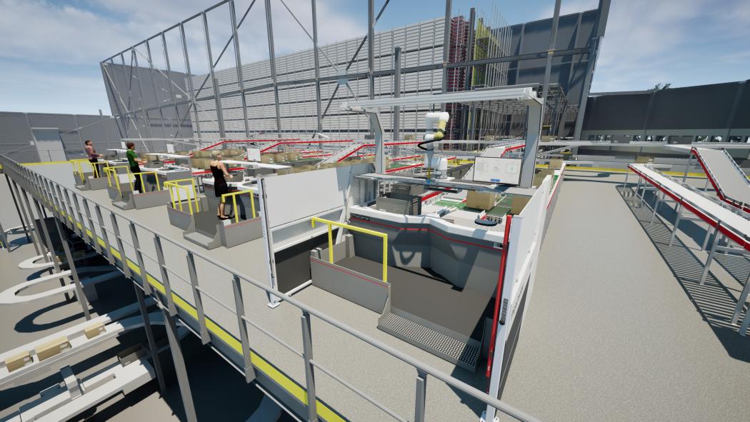 The picking robot "RovoFlex" (in the foreground) is a fully automatic single-item picking solution from TGW, which is designed to allow up to 1,000 picks per hour. | Image: TGW