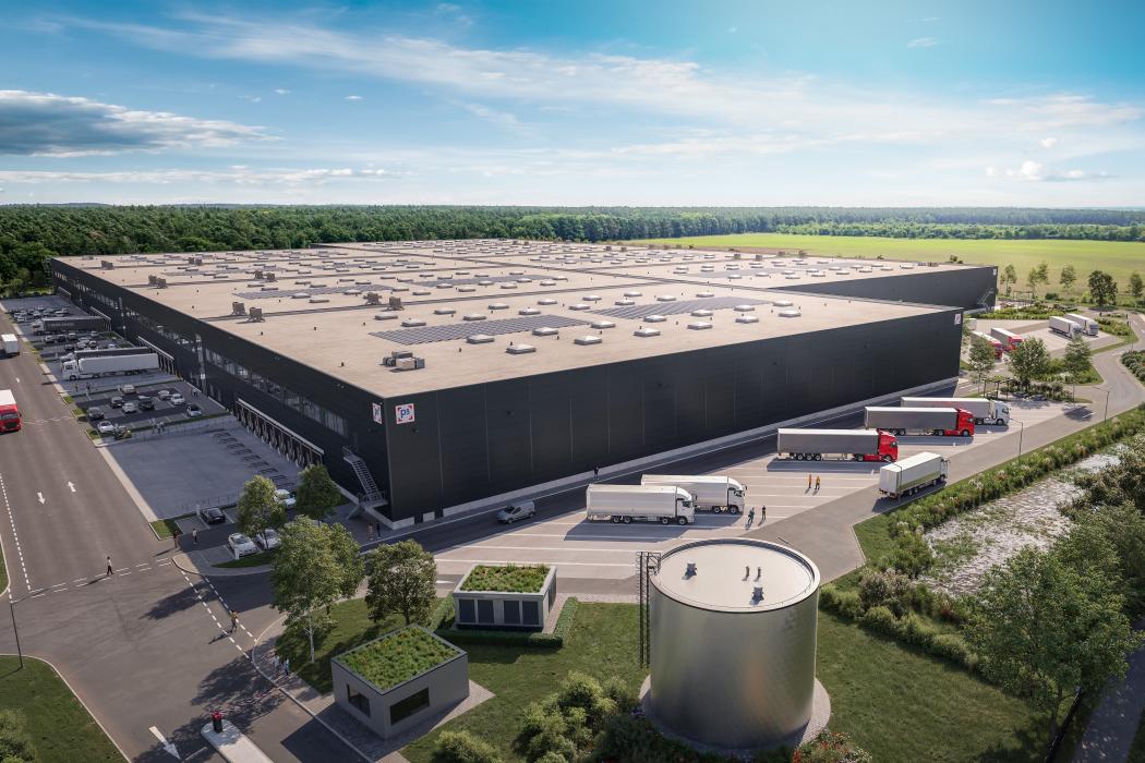 The new "P3 Berlin Airport Park" is designed with its flexible space layout for both logistics and production uses. An animation is shown. (Image: P3)