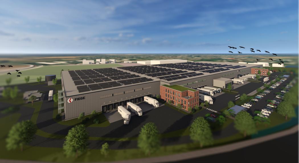 In Hessisch-Lichtenau, the logistics service provider Fiege is building a new logistics center on more than 50,000 square meters. (Graphic: Fiege)