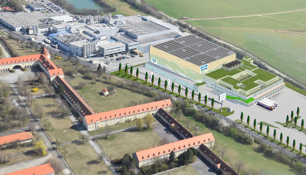 Visualization: NÖM AG commissions Kardex Mlog as general contractor for the construction of a logistics center with up to 26,000 pallet locations. The groundbreaking ceremony took place on June 23. | Image: NÖM