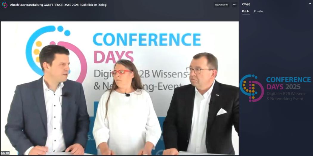 Reviewed the CONFERENCE DAYS 2025 (from left to right): Matthias Pieringer, Editor-in-Chief of LOGISTIK HEUTE, Christine Harttmann, Editor-in-Chief of TRANSPORT, and Rainer Langhammer, Managing Director of HUSS-VERLAG GmbH. (Screenshot: HUSS-VERLAG)