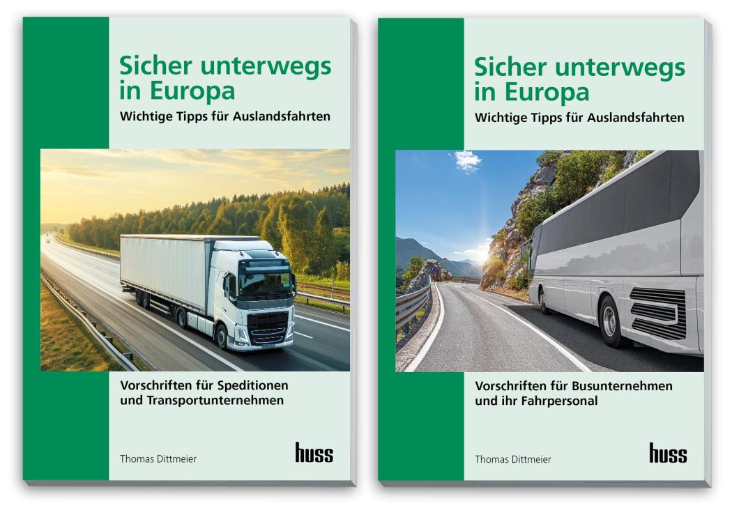 Oprócz broszury dla ciężarówek istnieje z „Bezpieczna podróż przez Europę” także wersja dla autobusów. | Obraz: HUSS VERLAG
