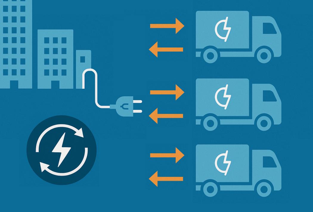 Imagine ilustrativă pentru camioanele electrice: Vehicle2Grid are un viitor mare datorită ISO 15118, dar: este nevoie de cooperarea tuturor părților implicate. | Ilustrație: generată de inteligența artificială/DALL-E/HUSS-VERLAG
