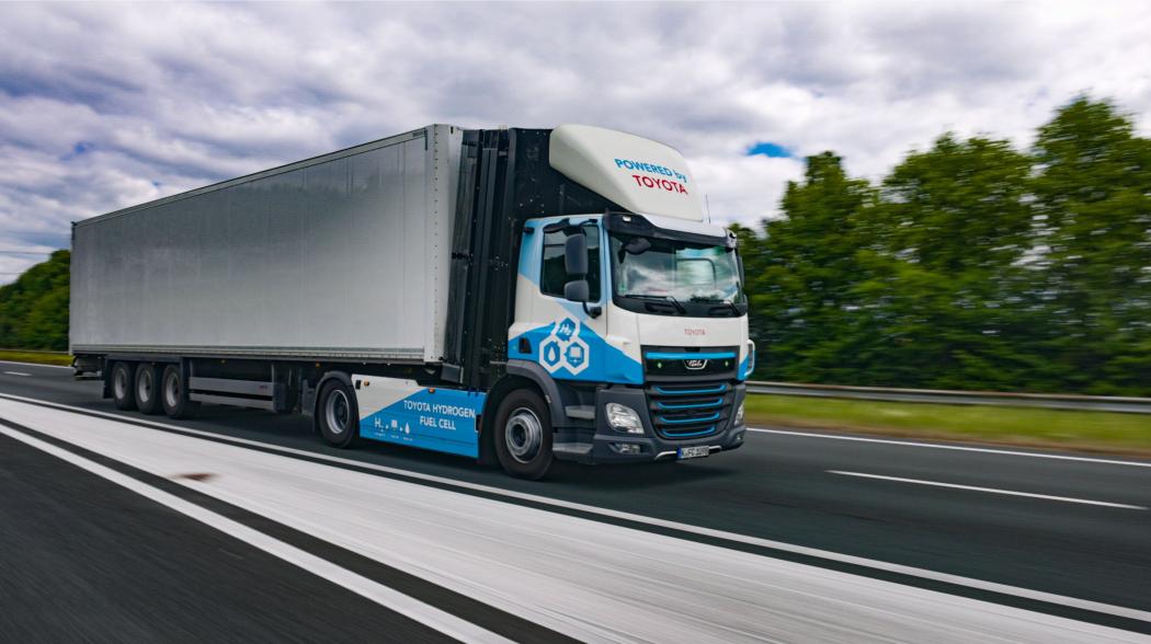 The VDL hydrogen fuel cell trucks with Toyota fuel cell modules are now being used on the logistics routes from the Toyota European Parts Centre. (Photo: Toyota Motor Europe)